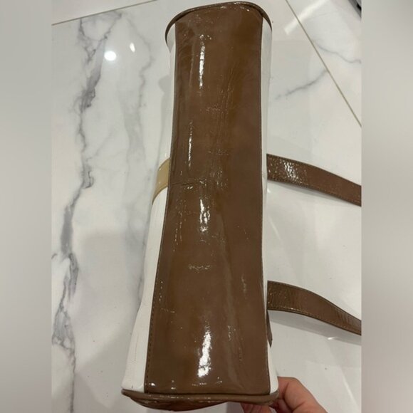 Y2K Italian Design Brown Shoulder Bag Faux Leather Spacious Everyday Handbag - Picture 12 of 12